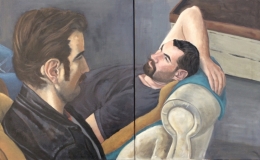 Lewis & Steve Diptych, oil on canvas, 20 inches x 32 inches